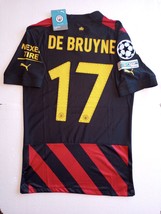 Kevin De Bruyne Manchester City UCL Match Slim Black Away Soccer Jersey 2022-23 - £79.93 GBP