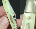 vintage pocket knife ULSTER KNIFE CO two blade WITH BADGE! yellow ESTATE... - $29.99