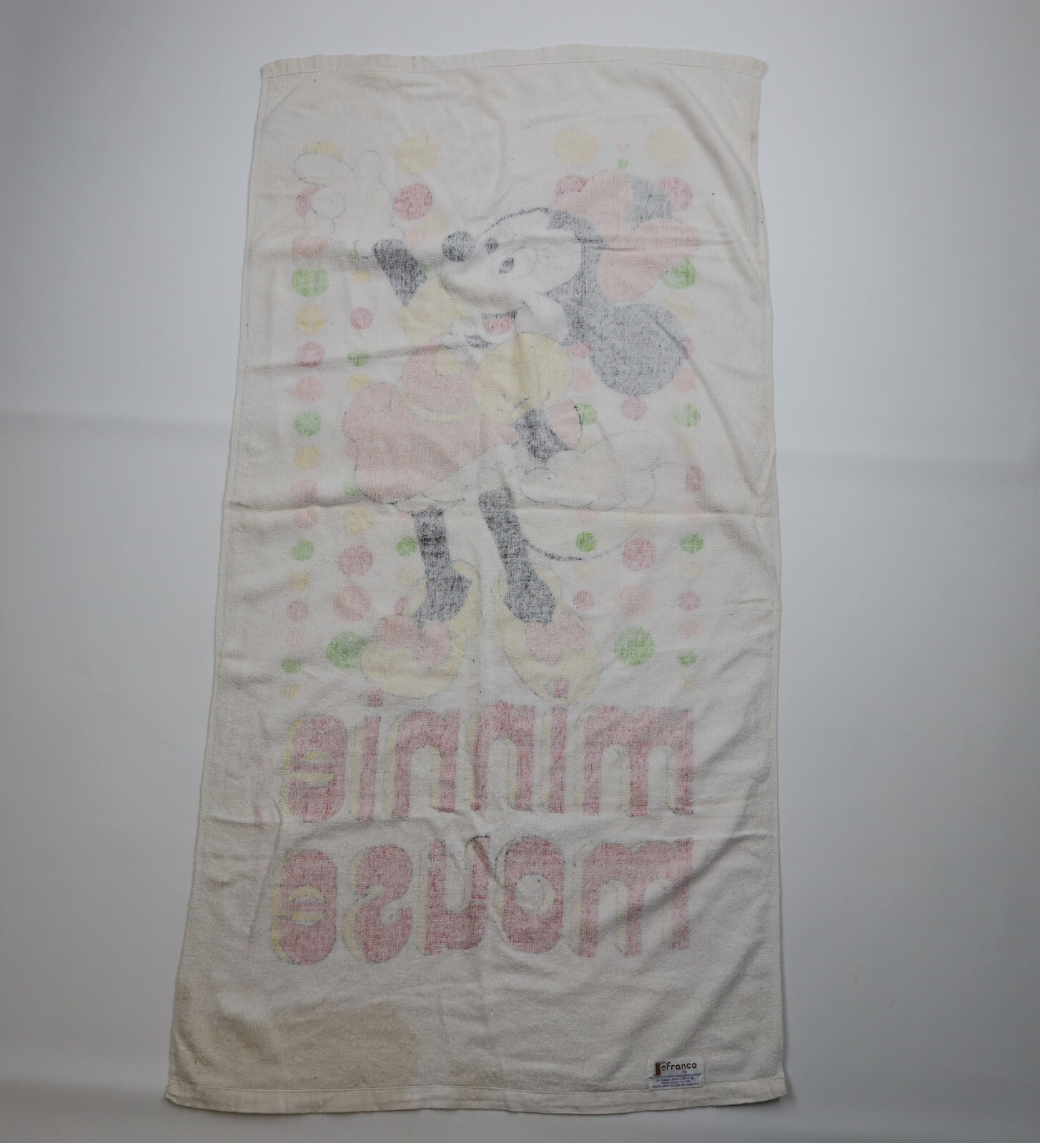Vintage 80s Walt Disney Productions Distressed Minnie Mouse Beach Bath Towel Item image 15