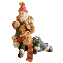 Santa Claus Reindeer Dog Basket of Gifts Resin Stocking Holder Hanger DAMAGE - £6.32 GBP