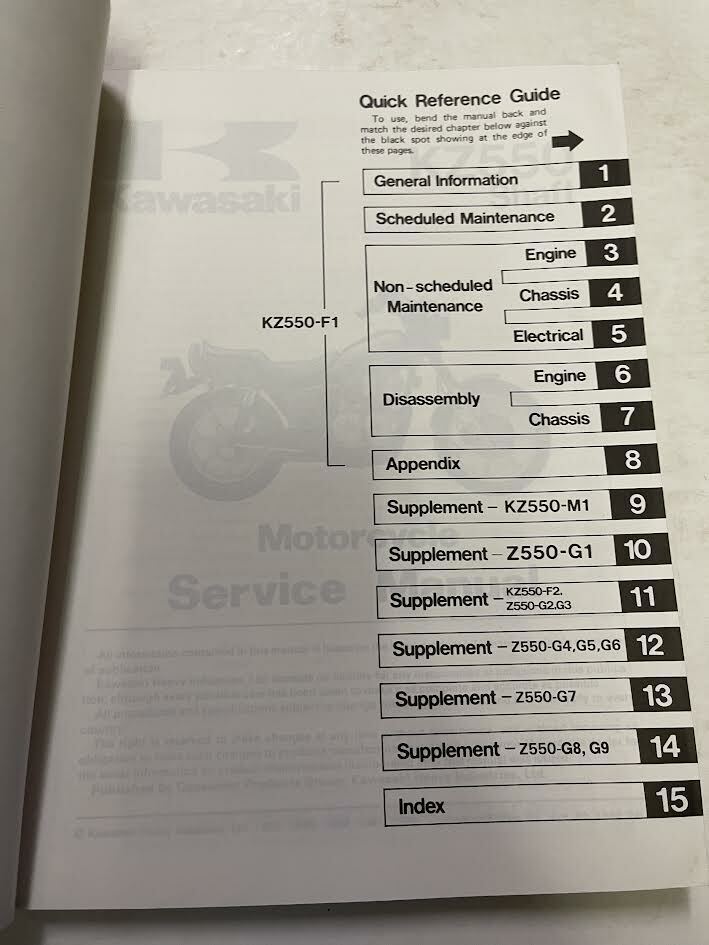 1983 1985 1988 1990 1994 Kawasaki KZ550 Arbre Service Réparation Shop Manuel OEM Item image 2