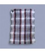 English Heritage 100% Wool Fringed Plaid Blanket Blue Red Gray 39X30 Couch Throw - $35.15