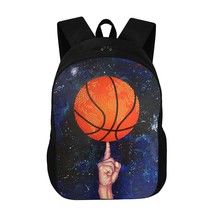 Basketball Print Men Backpack 16 Inch Large Capacity Bag For Travel Casual Sport - £23.96 GBP