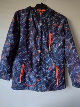 Boys Champion C9 Blue Orange Printed Puffer Hooded Zip Coat Jacket - XL (Read) - £13.87 GBP