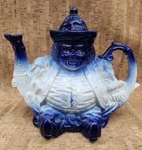 Antique English Victoria Flow Blue Toby Teapot, Staffordsmire Line, Circa 1900 - £150.35 GBP