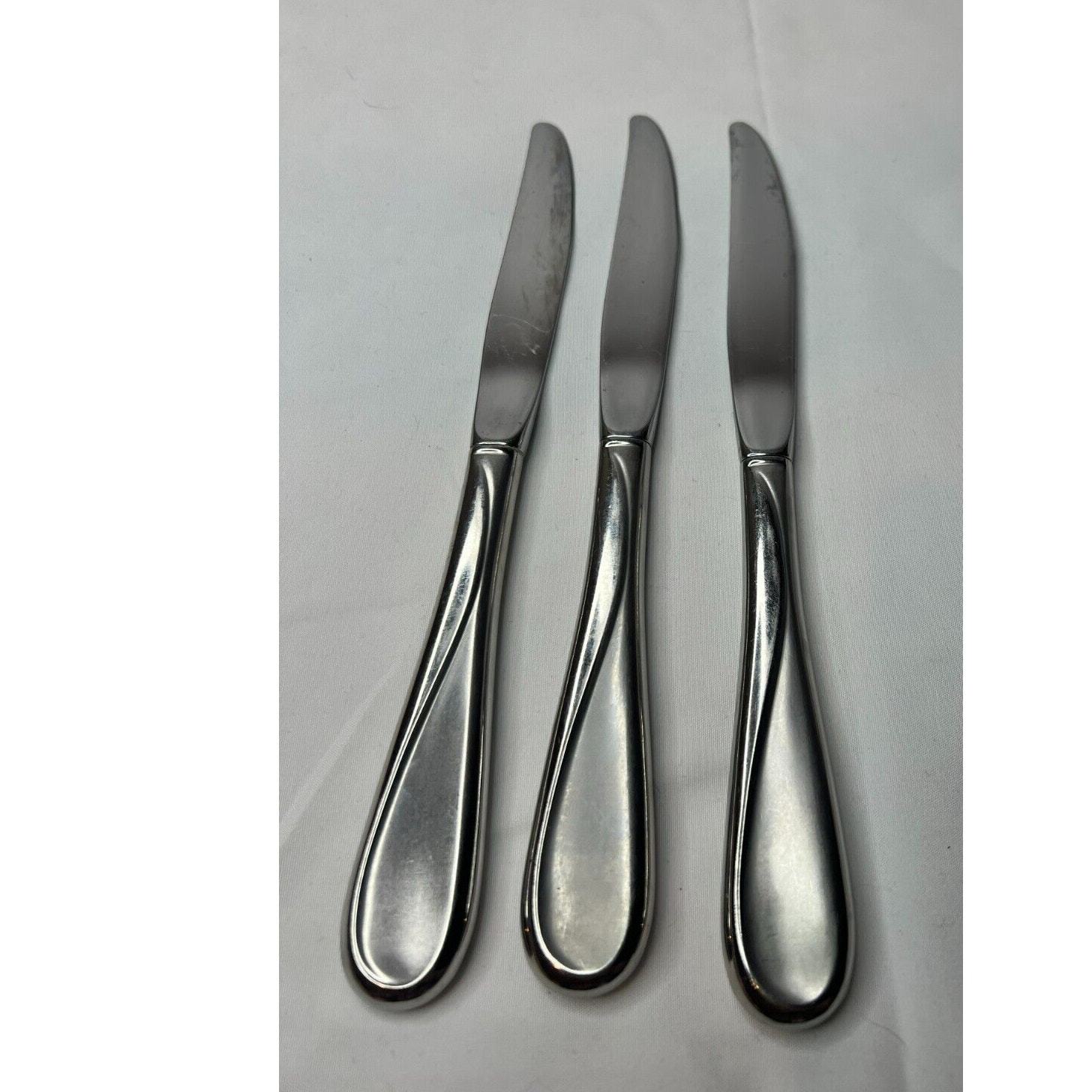 Swirl Knives (3) Stainless Hampton Silversmiths Flatware Silverware Repl... - $5.90