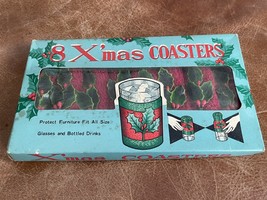 Christmas Koozies Set ELPO 3310 TERRY CLOTH COVER KNIT HOLLY Set Of 8 Vi... - $11.88