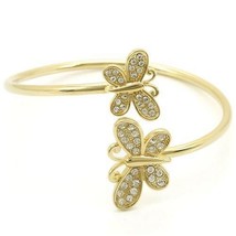 LO1177 - Gold Brass Bangle with Top Grade Crystal  in Clear - $50.49