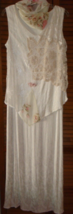 Spencer Alexis White Jacquard Floral Dress Sz.14 Lace applique W/Scarf - £25.95 GBP