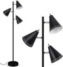 3 Light Floor Lamp Modern Standing Living Room Industrial Black Adjustable Tree - £61.86 GBP