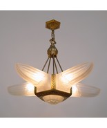Art Deco Chandelier Ceiling Lamp 1920 Restored Atelier Petitot Sabino - $3,687.84