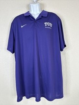 Nike Dri Fit Men Size XXL Purple TCU Baseball Polo Shirt Short Sleeve Frogs - $14.74