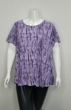 George Plus Women Blouse Top Purple With Pattern 3X New - $14.99