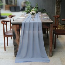 2 Pack Dusty Blue Chiffon Table Runners 10Ft Sheer Table Runner 29x120 Inches Bo - £23.35 GBP