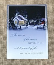 Fred Swan Winter Farmhouse Night Sky Snow Holiday Christmas Card w Envelope - £2.93 GBP