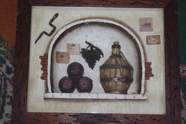 Old Vintage Wall Hanging Wine Cellar Composition 3D Picture Wood Framed Decor - £49.13 GBP