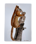 Hand Painted Chipmunk Ceramic Tile Artist Signed Erma Kruger Squirrel Ra... - £7.14 GBP