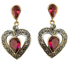 Victorian 0.70ct Rose Cut Diamond Ruby Cute Engagement Earrings Vintage VTJ EHS - £373.53 GBP