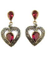 Victorian 0.70ct Rose Cut Diamond Ruby Cute Engagement Earrings Vintage ... - £369.75 GBP