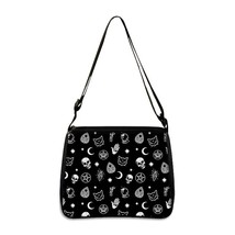 Cute Black Cat Witch Messenger Bag Women Handbag Canvas Underarm  Bags Witchcraf - £117.67 GBP