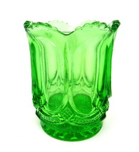 Emerald Green Cut Glass Toothpick Holder Vase Matches 2 in Vintage US Seller C - $18.74