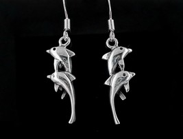 Vintage Dolphin Earrings 925 Silver Gift For Her - £8.96 GBP