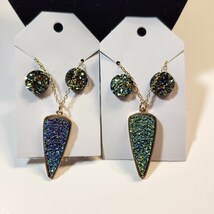 Blue Glitter Necklace and Earrings Set - $6.00