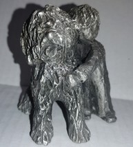 Vintage Hudson Pewter Walli Ortman Boy Hugging Dog Missing Butterfly - £29.32 GBP