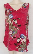 Chico&#39;s 1 M 8 10 Reversible Pink Floral &amp; Scarf Print Crepe Tank Top - $17.82