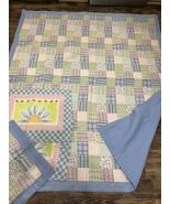 Twin Bed Cover Quilt Pink Blue Flower Patchwork 50x70 Sham And Pillow Cases - $59.39