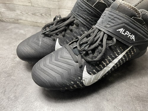 Nike Football Cleats Men 9M Alpha Menace Pro 2 Shoes Black Leather Mid Top Strap Item image 8