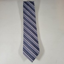 Calvin Klein Silk Tie Blue Gray Striped Men&#39;s Necktie 58 x 3.5 - $8.96