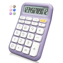 Cute Calculator,12 Digits,Large Lcd Display,Purple Calculator Big Button... - $18.99