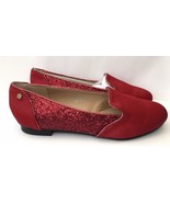 IMAN Red Calf Hair Glitter Flats Women&#39;s size 6 Bright Bold Shoes 255461 - £23.71 GBP