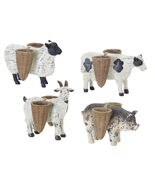 Farm Animal Figurine with Basket Vase (Set of 4) - $101.22 CAD