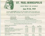 1959 Burlington Route St Paul Minneapolis Excursions on Name Trains Vist... - $27.72