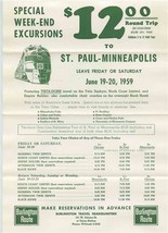 1959 Burlington Route St Paul Minneapolis Excursions on Name Trains Vist... - £21.79 GBP
