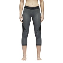 adidas Alphaskin Sport 3/4 Active Leggings Cropped Heather Grey Black Wo... - £27.05 GBP