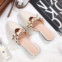 summer new fashion outdoor slippers female Korean edition pointed leather flat r - £30.36 GBP