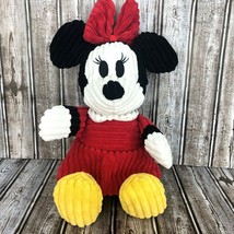 Disney Parks Minnie Mouse Corduroy Classic Ribbed Stuffed Plush Doll Red... - $34.99