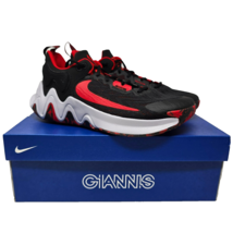 Nike Giannis Immortality 2 Men&#39;s 9 Black University Red Wolf Grey DM0825-005 New - £50.32 GBP