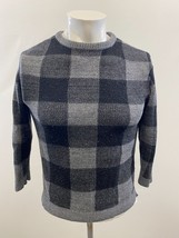 Zara Boys Pullover Sweater Size 8 Gray Black Plaid Cotton Long Sleeve - $8.90