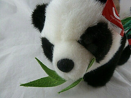 Plush Aurora Giant Panda Cub eating Bamboo 10 inches long New with tags - £7.88 GBP