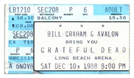 Grateful Dead Concert Ticket Stub Décembre 10 1988 de Long Beach California - £39.61 GBP