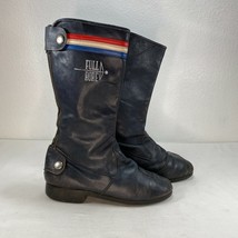 Vtg Full Bore St Moritz 70s Dark Blue Leather Motorcycle Dirt Bike Boots... - £156.90 GBP