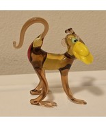 Vintage Hand Blown Glass Painted Monkey Handmade Chimp Figurine 3.5&quot; x 3... - $27.35