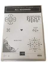 Stampin Up Photopolymer Stamp Set All Adorned Miss You Corner Lots of Love Words - £3.92 GBP