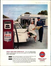 1958 Gulfcrest Select gasoline Service Station Family White Car Original... - $25.98