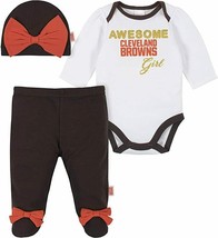 NFL Cleveland Browns Bodysuit Footed Pants Cap Set Size 0-3 Month Gerber - $29.99