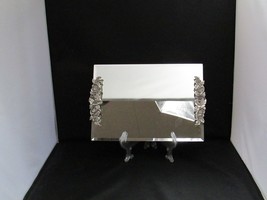 Vintage Beveled Mirrored Dresser Vanity Tray with Metal Rose Handle 13&quot;L - £49.78 GBP